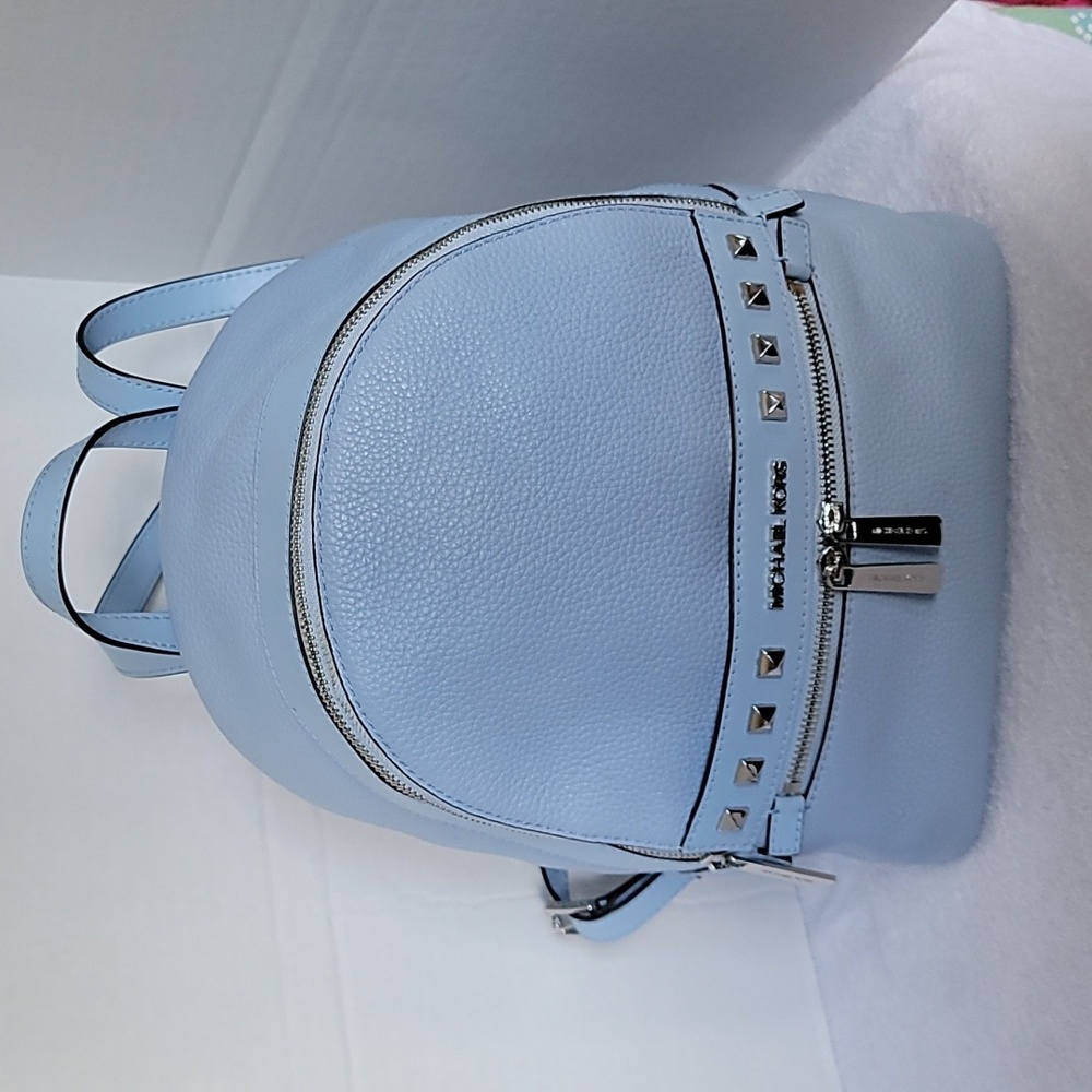 Michael Kors Kenly Lt. Sky blue medium leather backpack